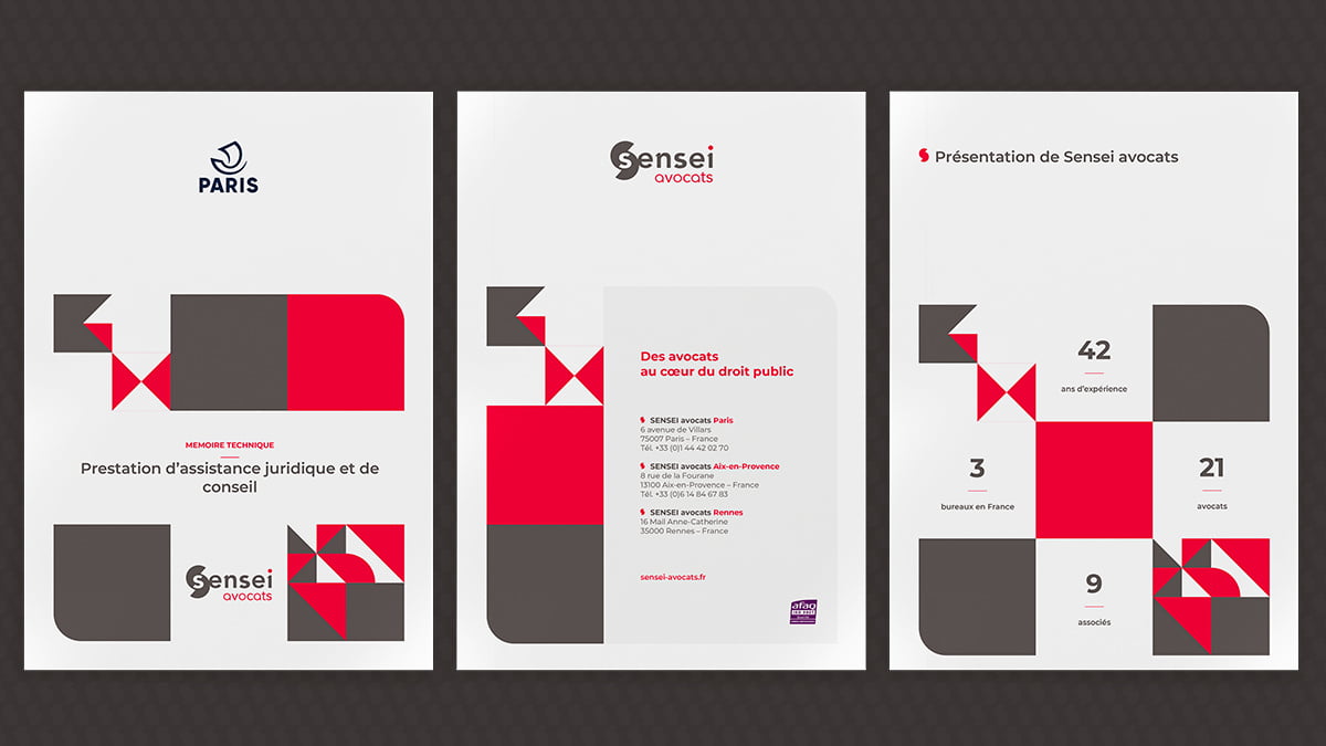 Sensei avocats - Création d'un gabarit Word de présentation aux appels d'offres