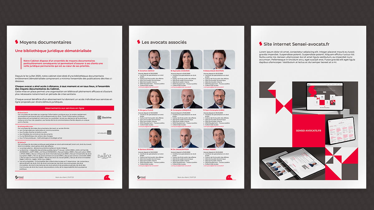 Sensei avocats - Création d'un gabarit Word de présentation aux appels d'offres