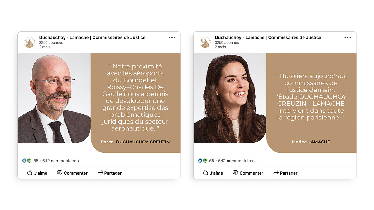 Duchauchoy-Creuzin Lamache, commissaires de justice - Animation des réseaux sociaux