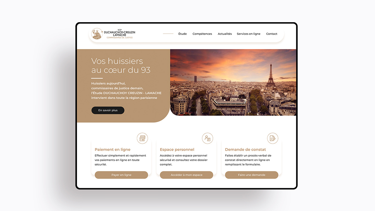Duchauchoy-Creuzin Lamache, commissaires de justice - Design du site internet