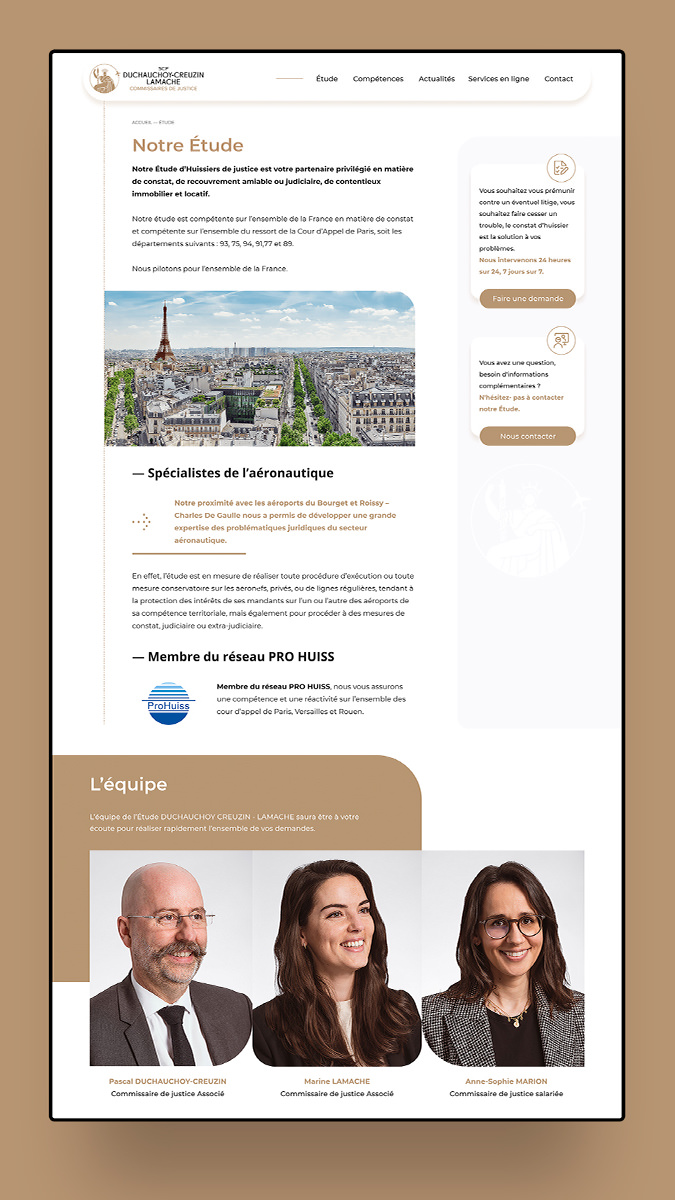 Duchauchoy-Creuzin Lamache, commissaires de justice - Design du site internet