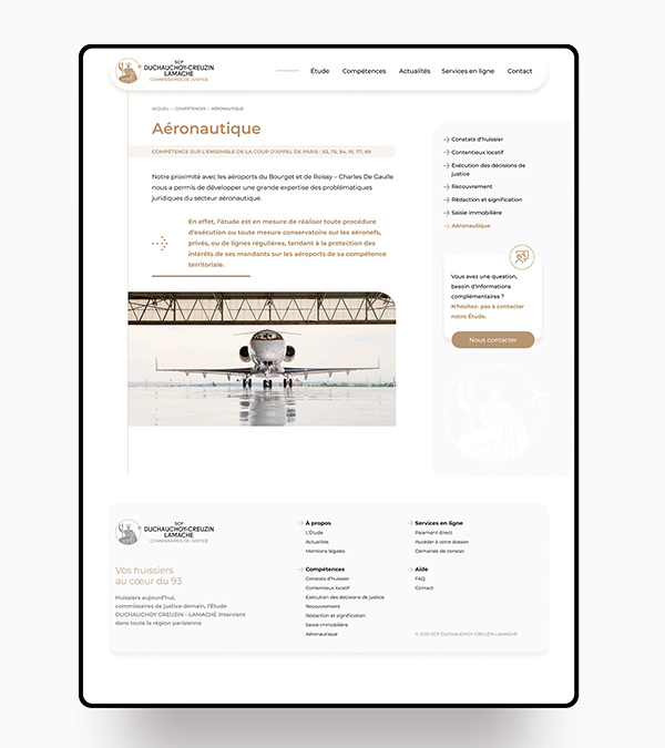 Duchauchoy-Creuzin Lamache, commissaires de justice - Design du site internet
