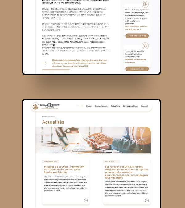 Duchauchoy-Creuzin Lamache, commissaires de justice - Design du site internet