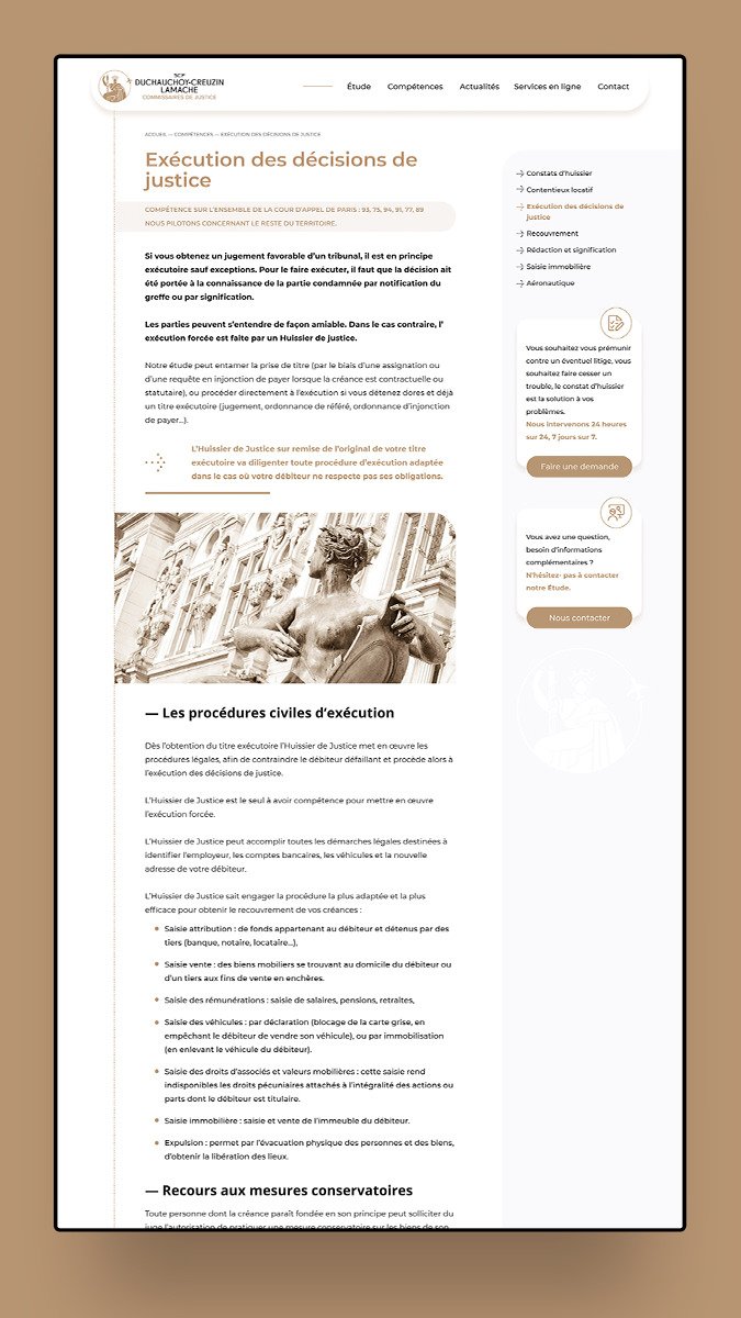 Duchauchoy-Creuzin Lamache, commissaires de justice - Design du site internet