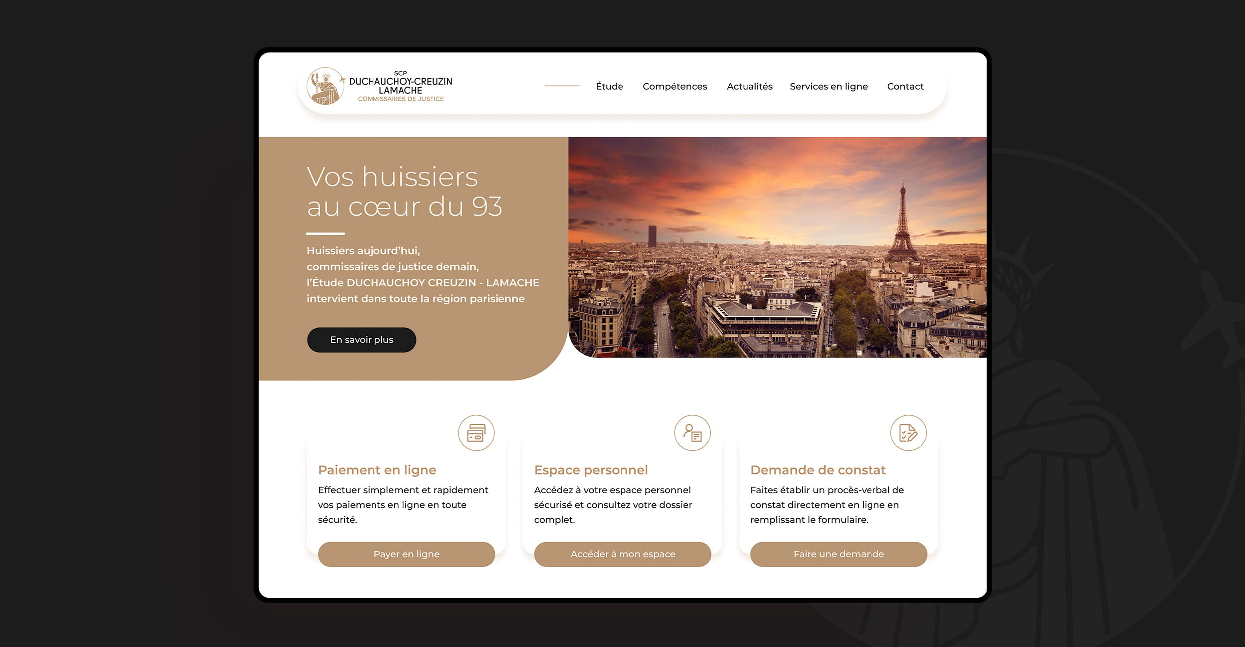 Duchauchoy-Creuzin Lamache, huissiers de justice - Design du site internet