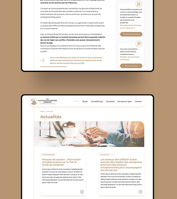 Duchauchoy-Creuzin Lamache, huissiers de justice - Design du site internet