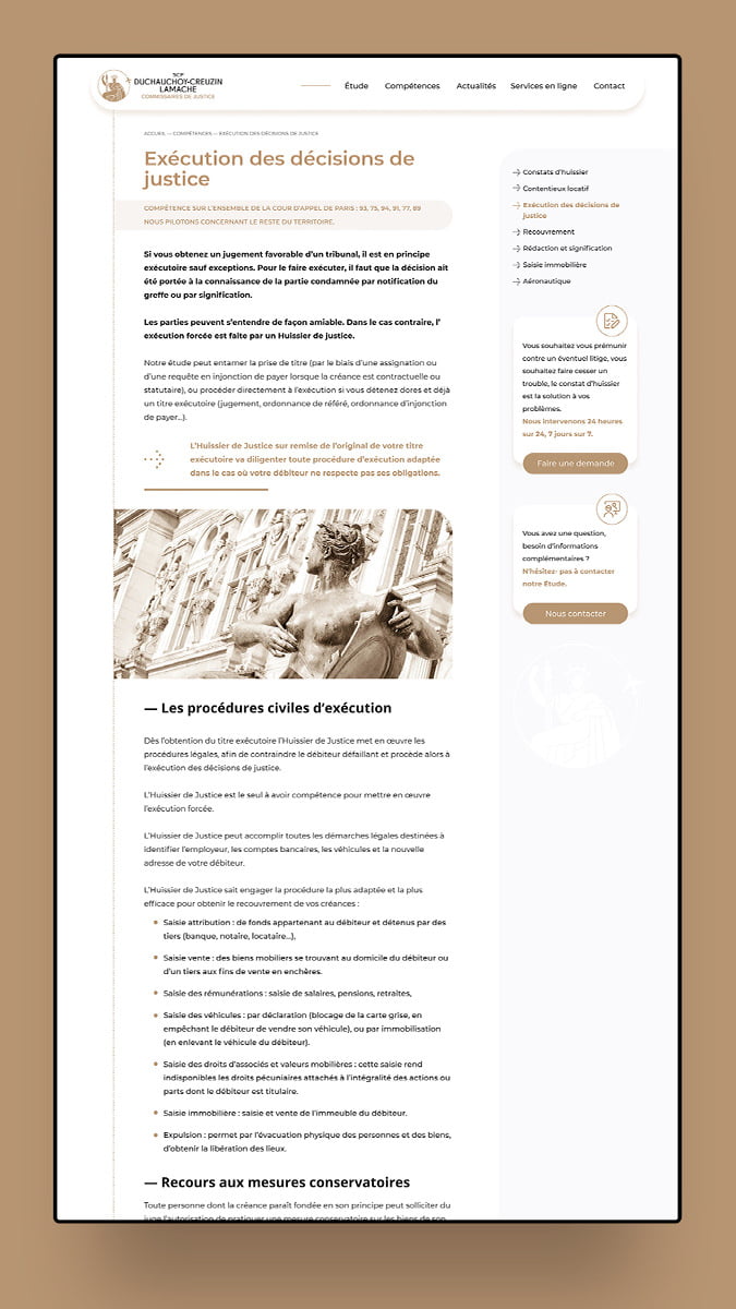 Duchauchoy-Creuzin Lamache, huissiers de justice - Design du site internet
