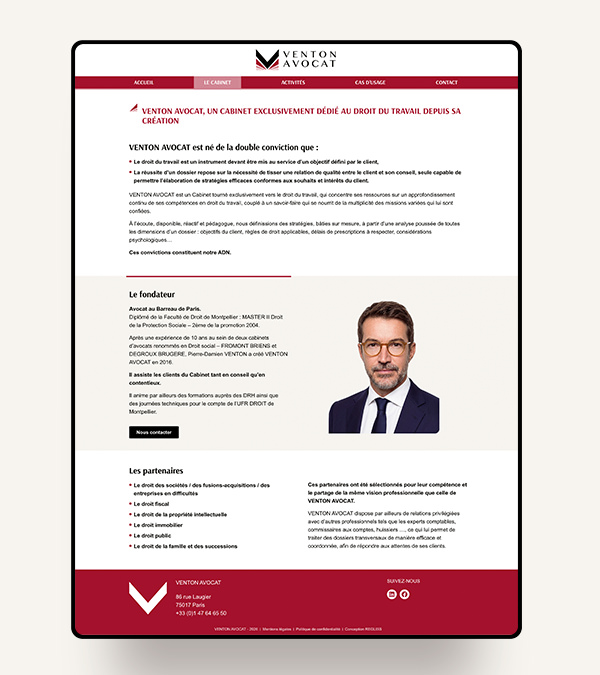 Venton Avocat, spécialiste du droit du travail - Refonte du site internet et réalisation de campagnes Google Ads