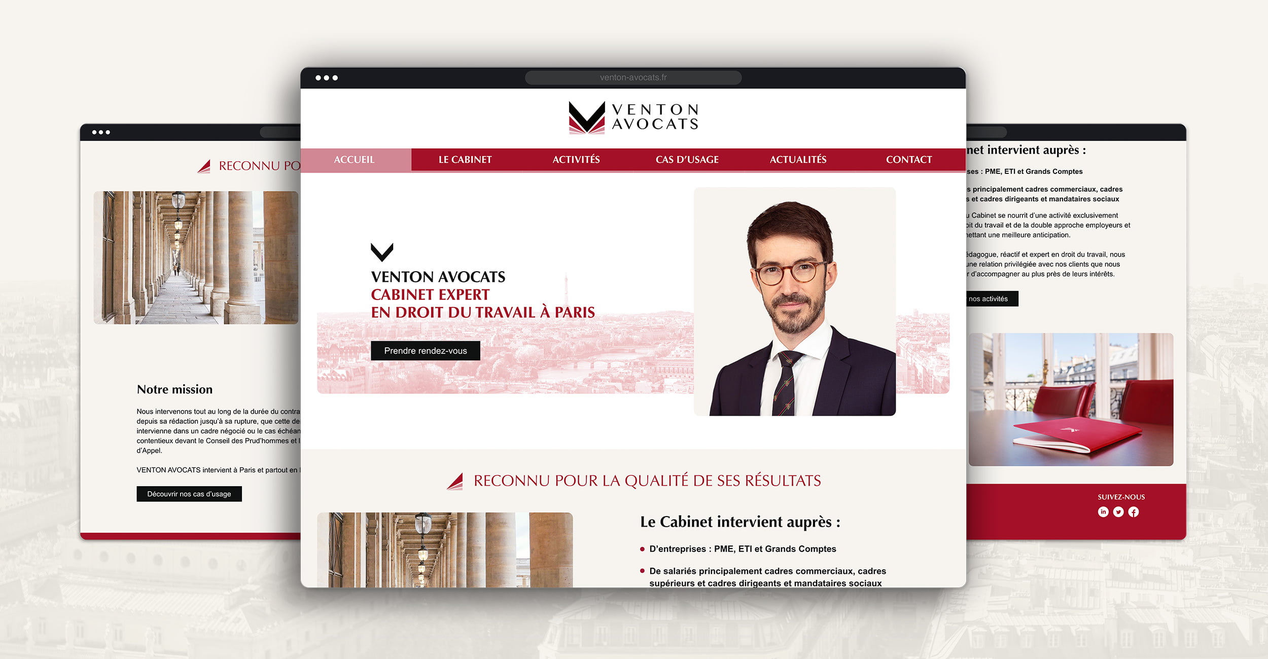 Venton Avocats, spécialiste du droit du travail - Relifting du site internet et réalisation de campagnes Google Ads