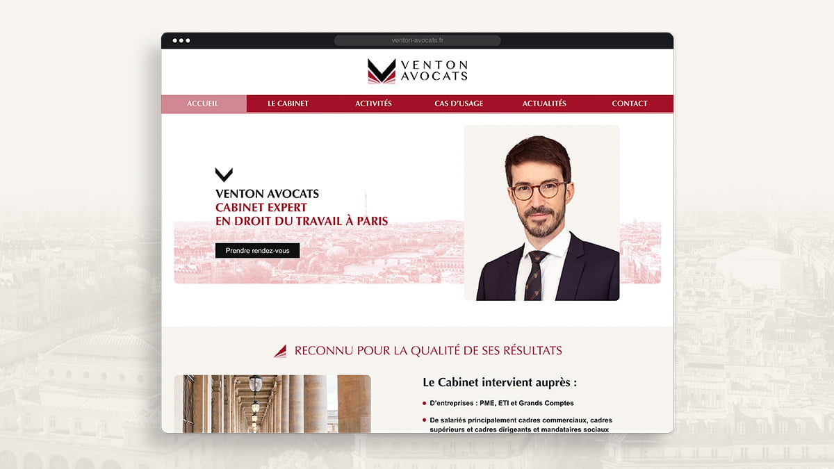 Venton Avocats, spécialiste du droit du travail - Relifting du site internet et réalisation de campagnes Google Ads