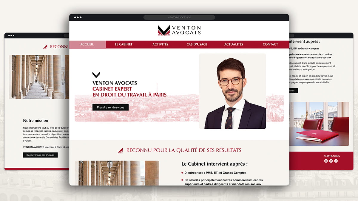 Venton Avocats, spécialiste du droit du travail - Relifting du site internet et réalisation de campagnes Google Ads